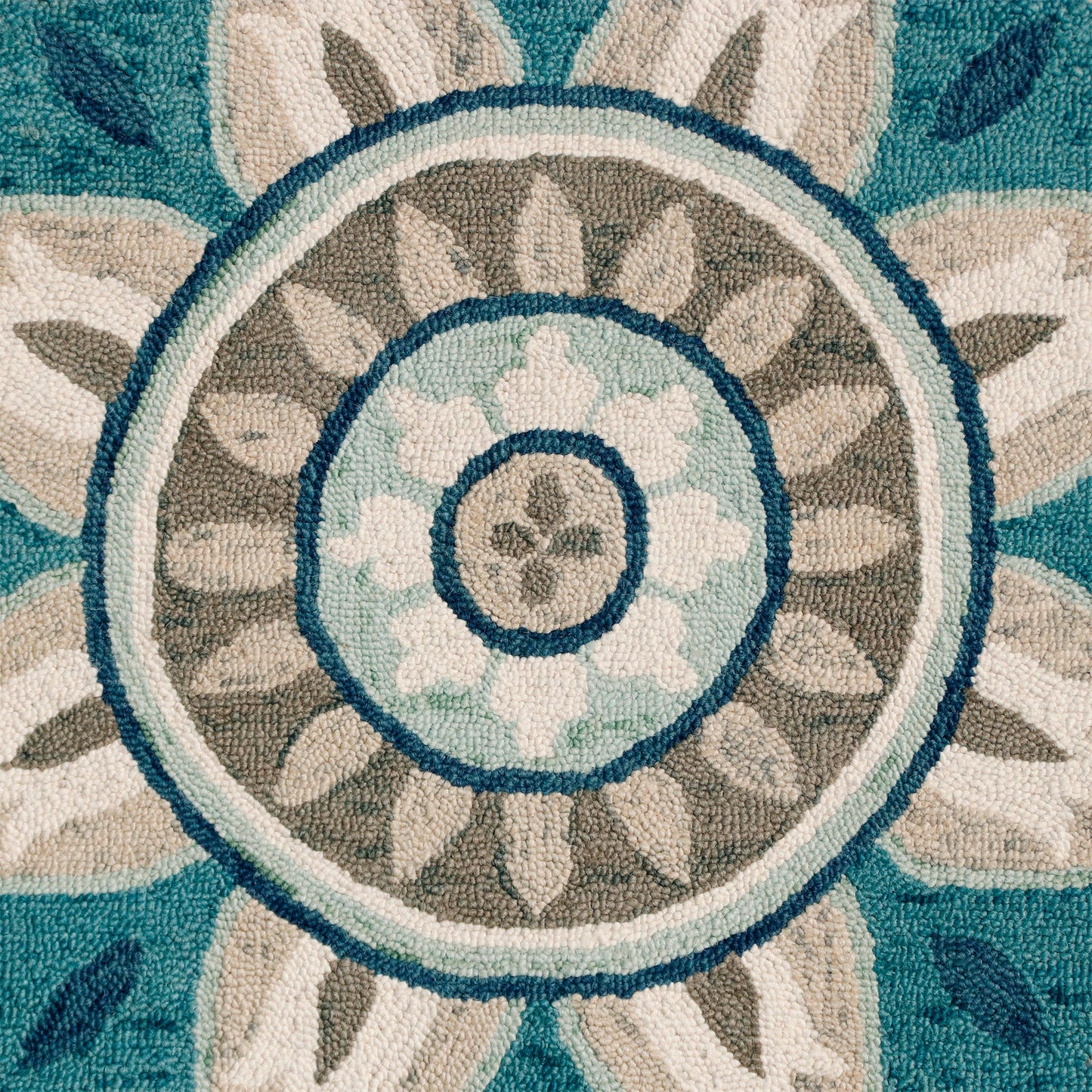 6' X 6' Blue Round Wool Floral Hand Tufted Area Rug