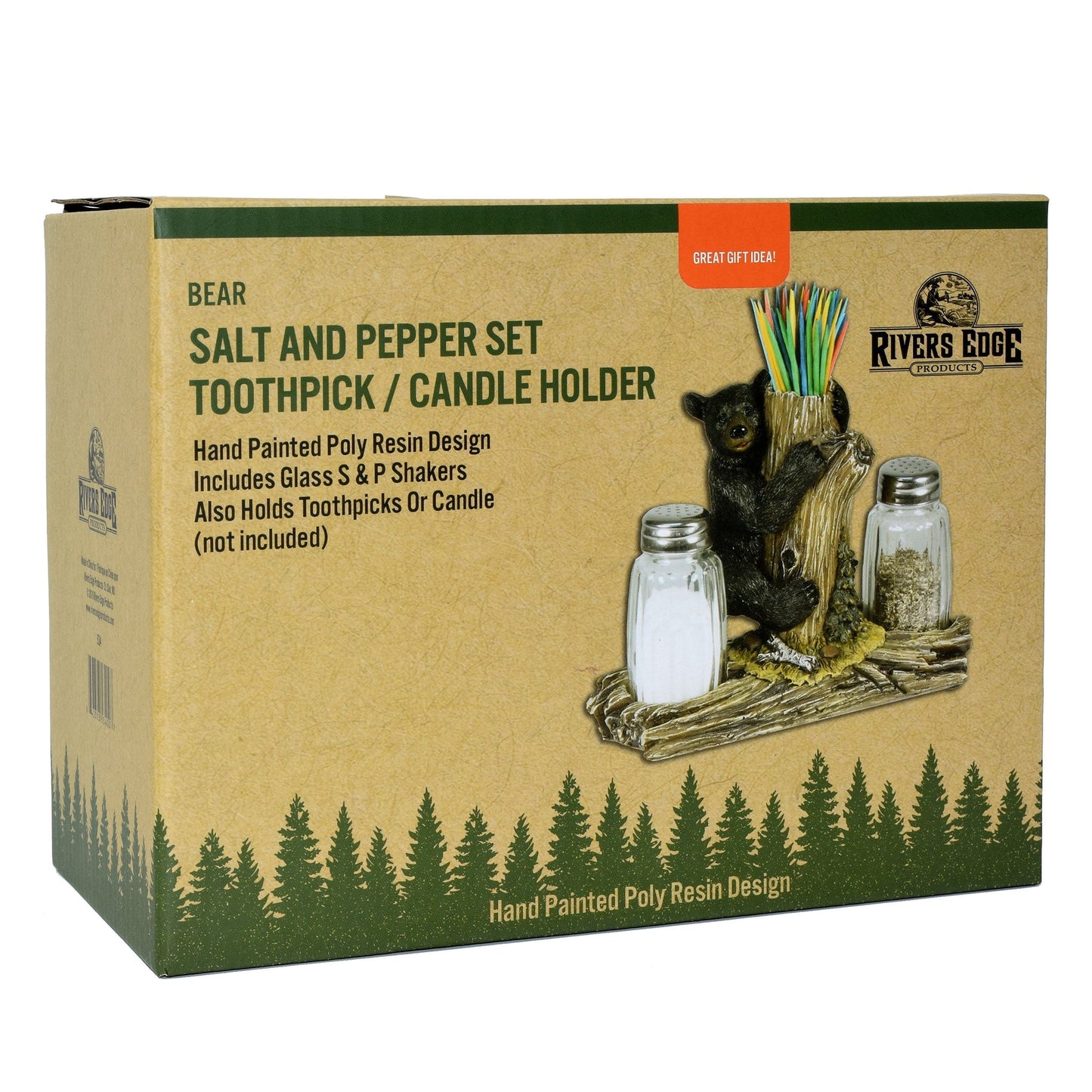 Salt and Pepper Shakers-Bear w Toothpick Holder