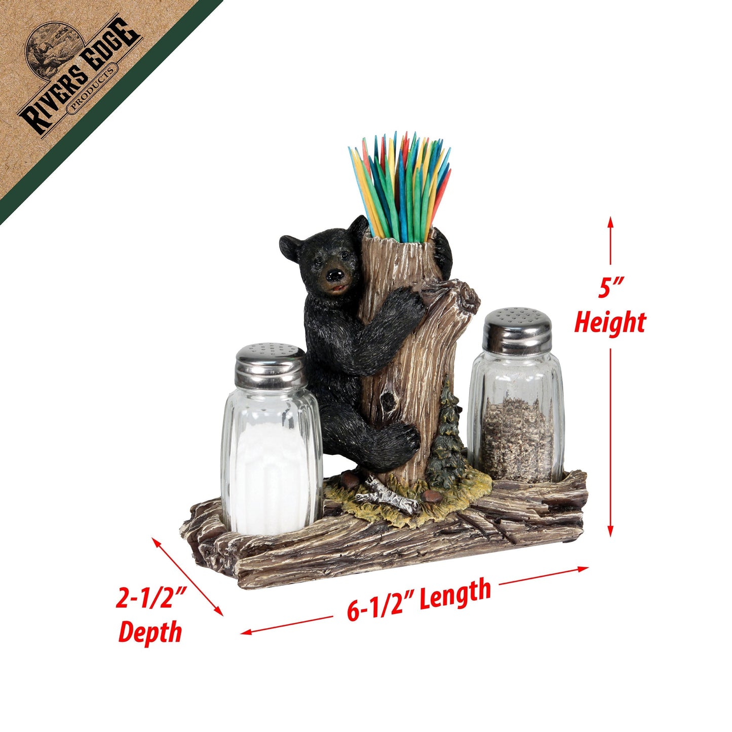 Salt and Pepper Shakers-Bear w Toothpick Holder