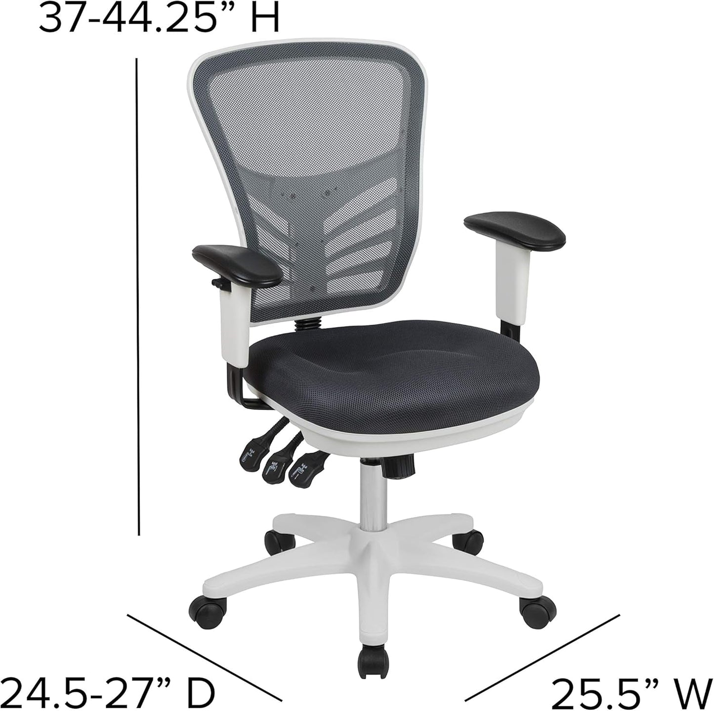 Nicholas Gray And White Mesh Mid Back Swivel Office Chair With Adjustable Lumbar