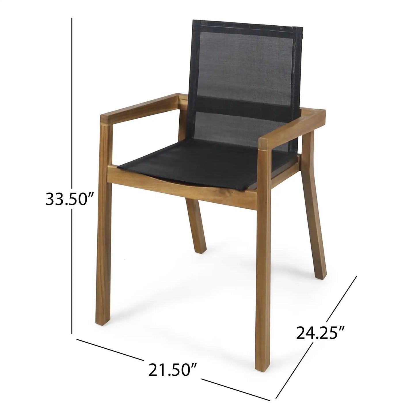Belfast Dining Chair With Acacia Wood Frame And Mesh Seating (Set of 2)