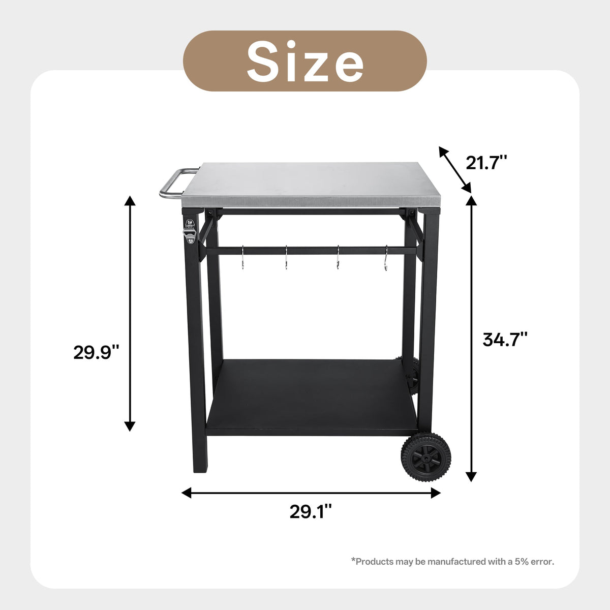 2-Tier Outdoor Grill Cart with Stainless Steel Top