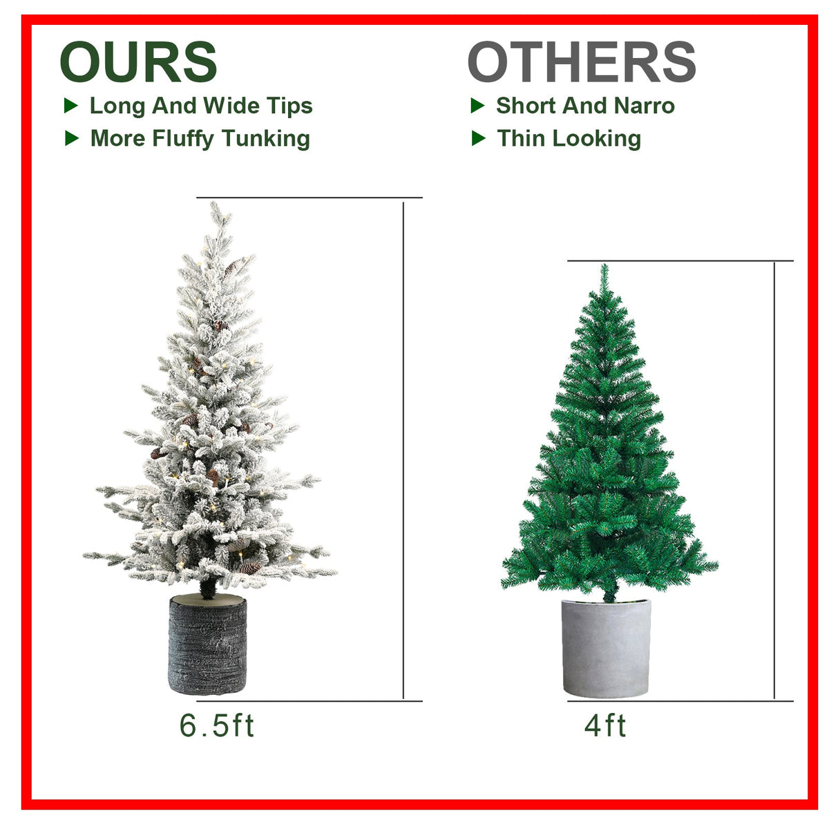 2FT Flocked Christmas Tree with Pot Base, 30 Warm