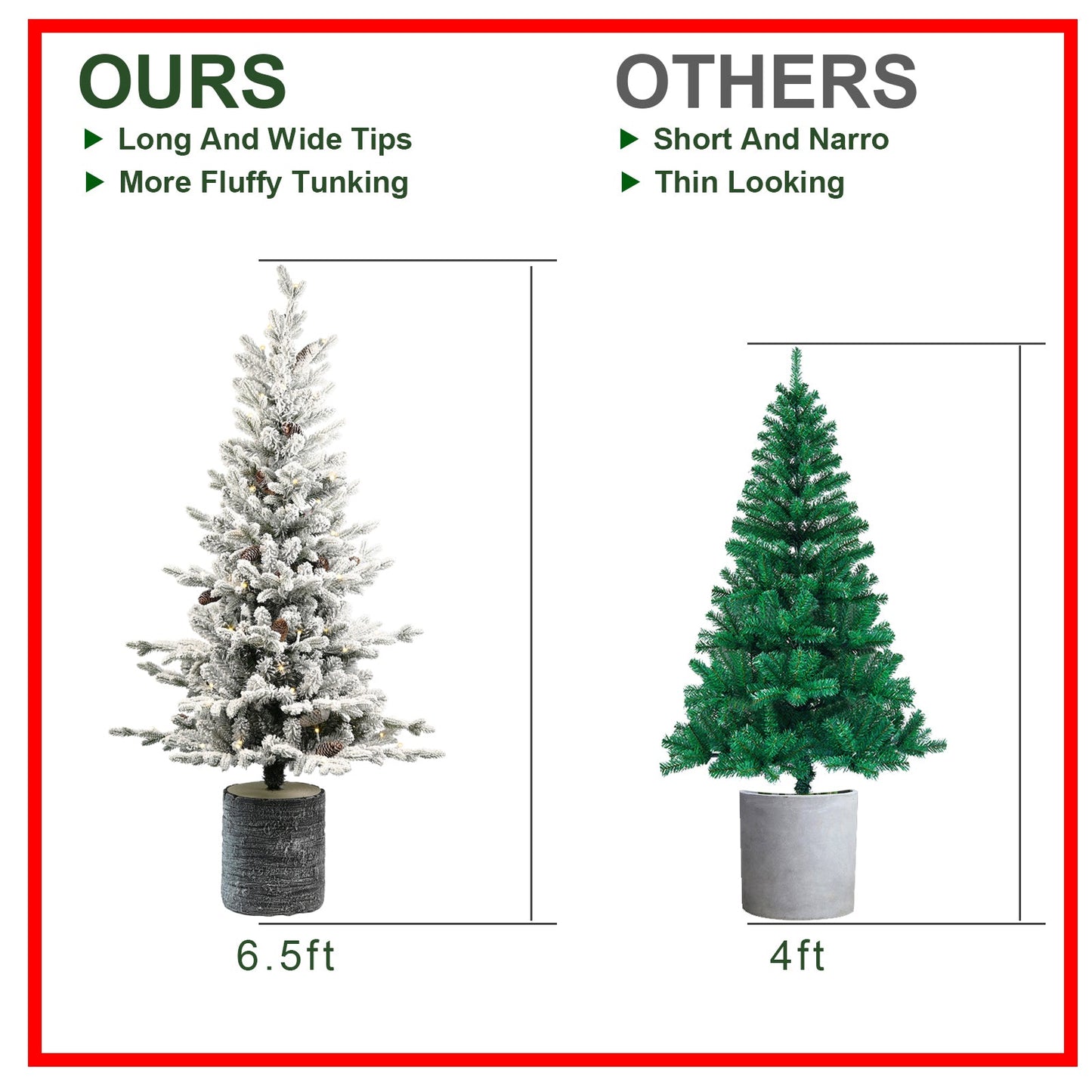 4.5FT Flocked Christmas Tree with Pot Base