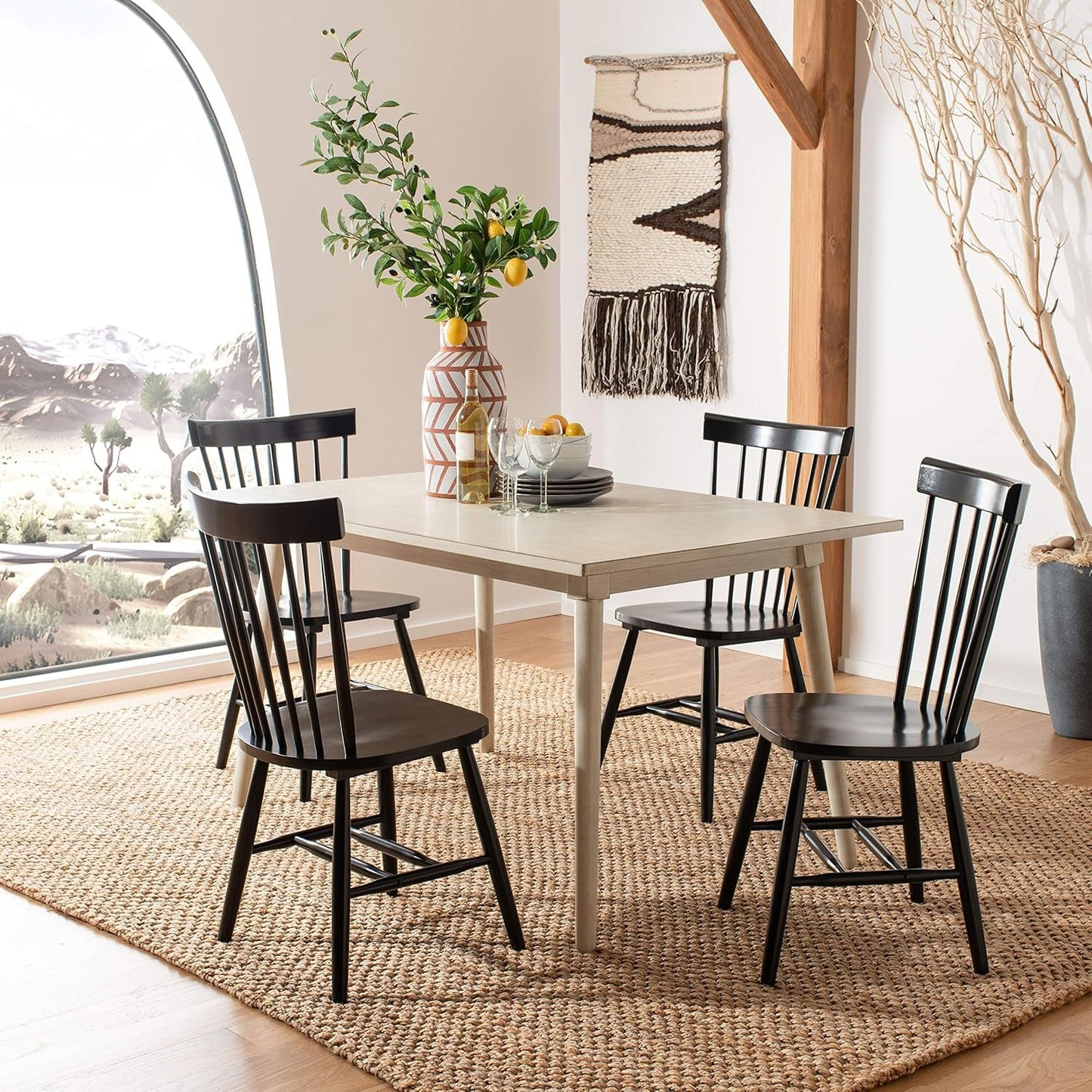 Parker Spindle Windsor Dining Chair Set Of 2 Black 17 Inch