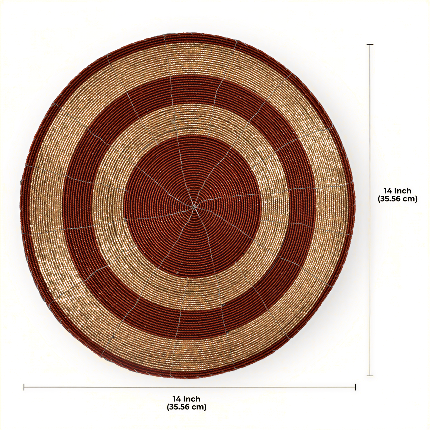 Beaded Placemats – Round Handmade Table Decor with Embroidered Beads, 14 Inch