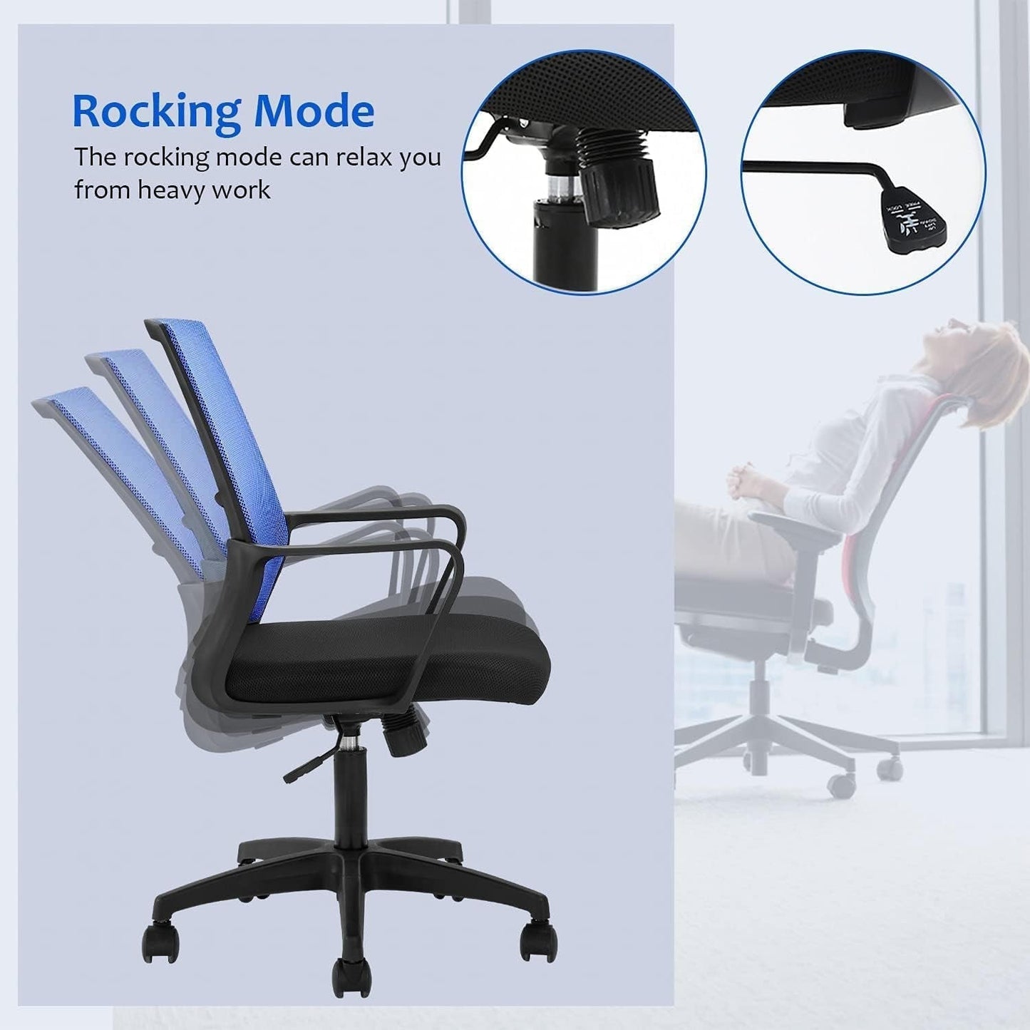 Ergonomic Mesh Office Chair With Lumbar Support Blue