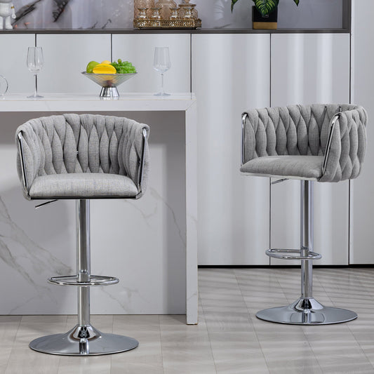 360° Fabric Cover Swivel Bar Stools Set of 2