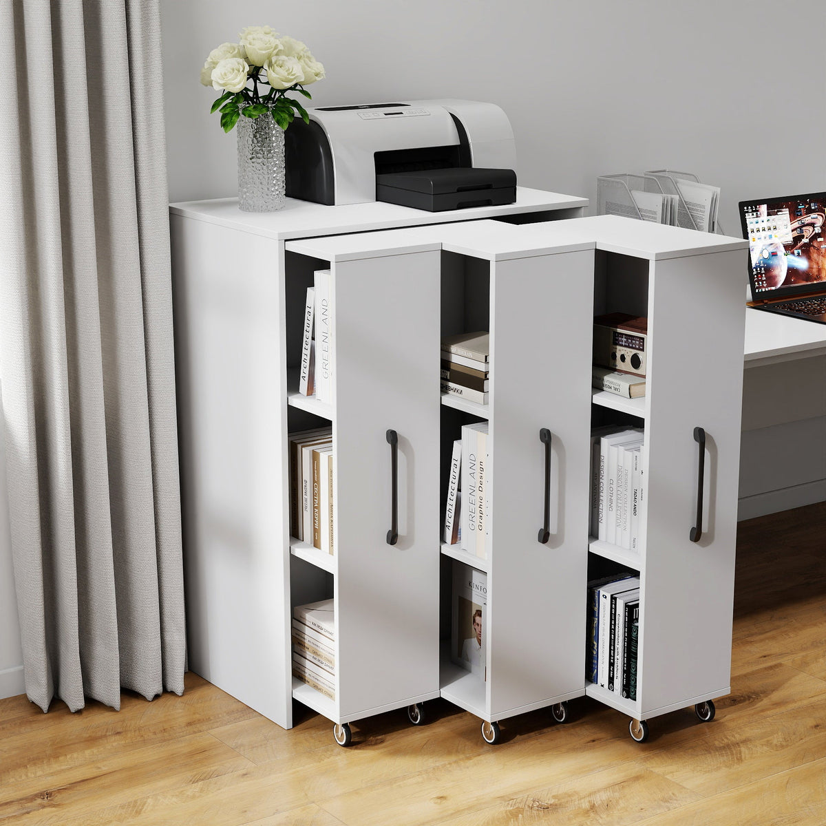 Bookcase with Three Pulled Out Doors