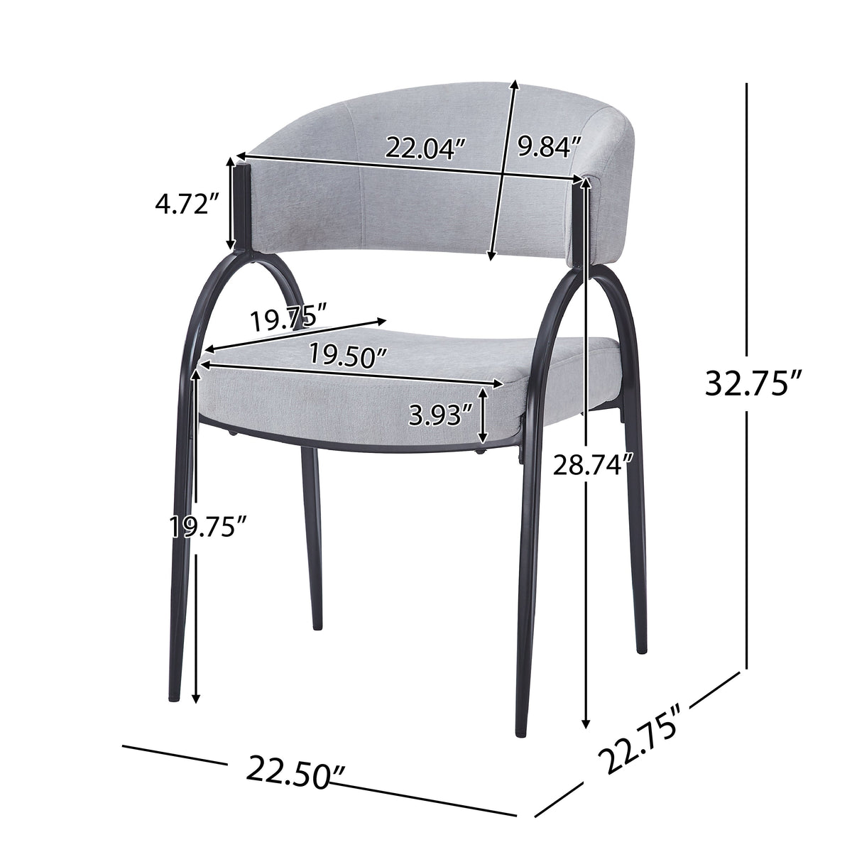 Upholstered Dining Chairs With Metal Legs (Set of 2)