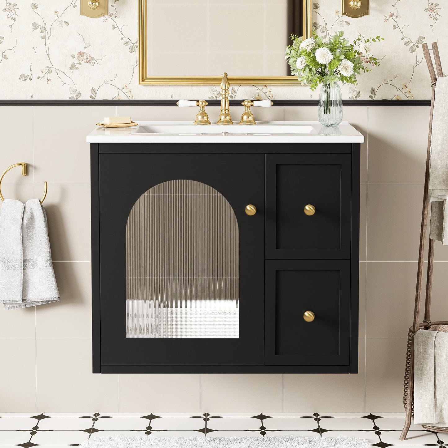 24" Bathroom Vanity Set Wall Mounted for Small Spaces