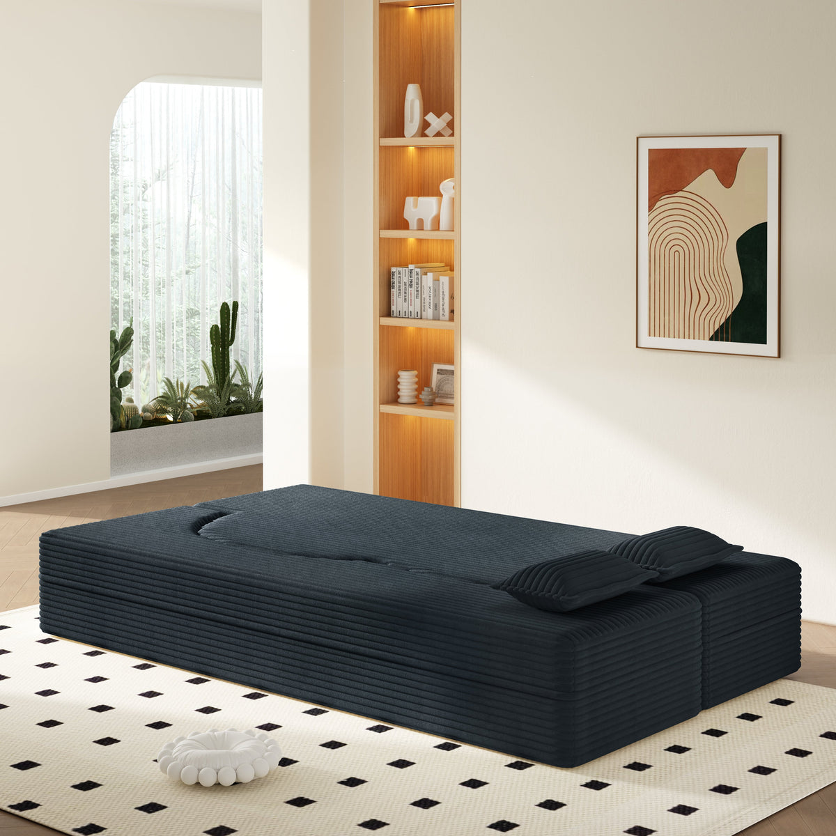 Modern Floor Sofa with 2 Pillows