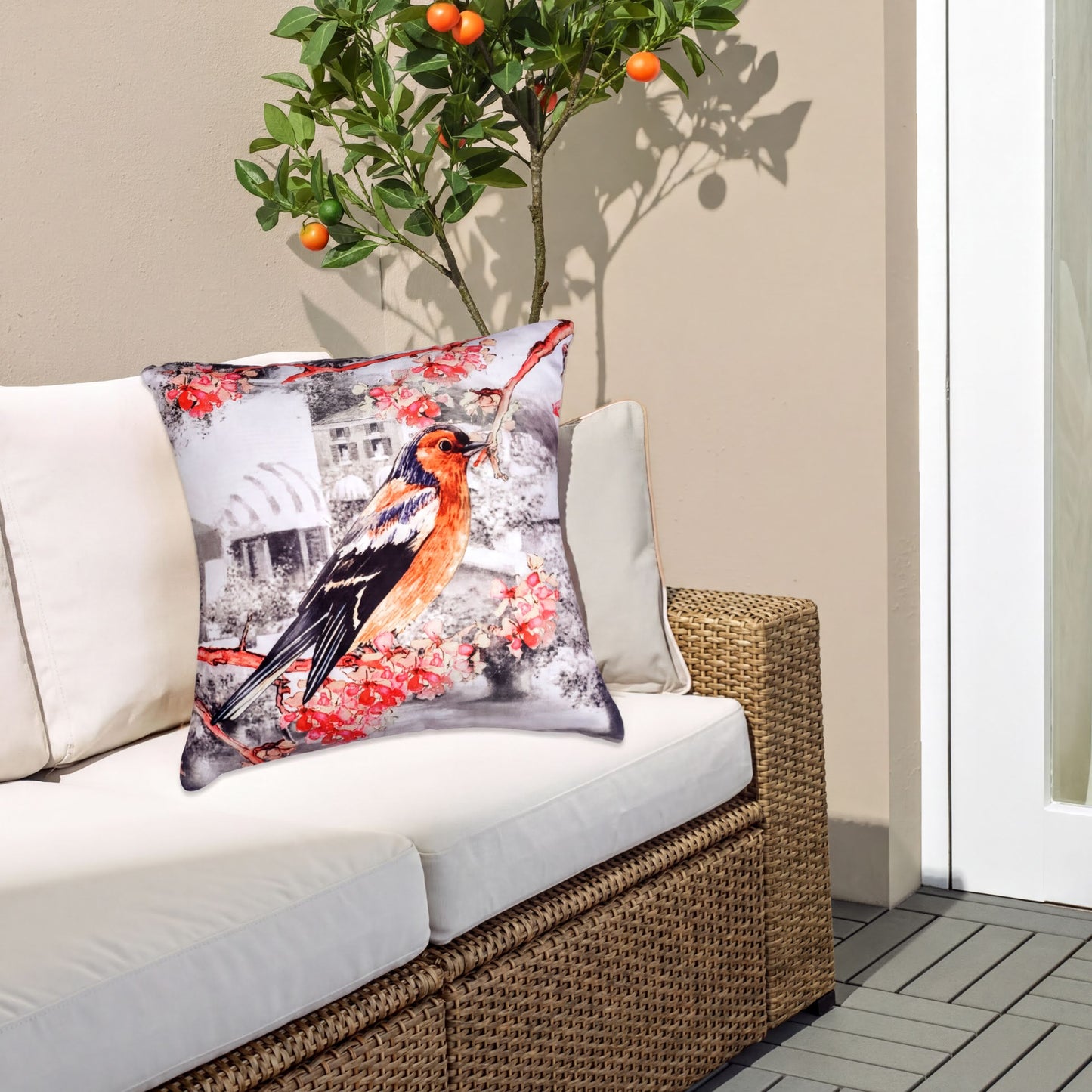 Birds Throw Pillow Covers - Set of 4 Decorative Printed Cushion Covers