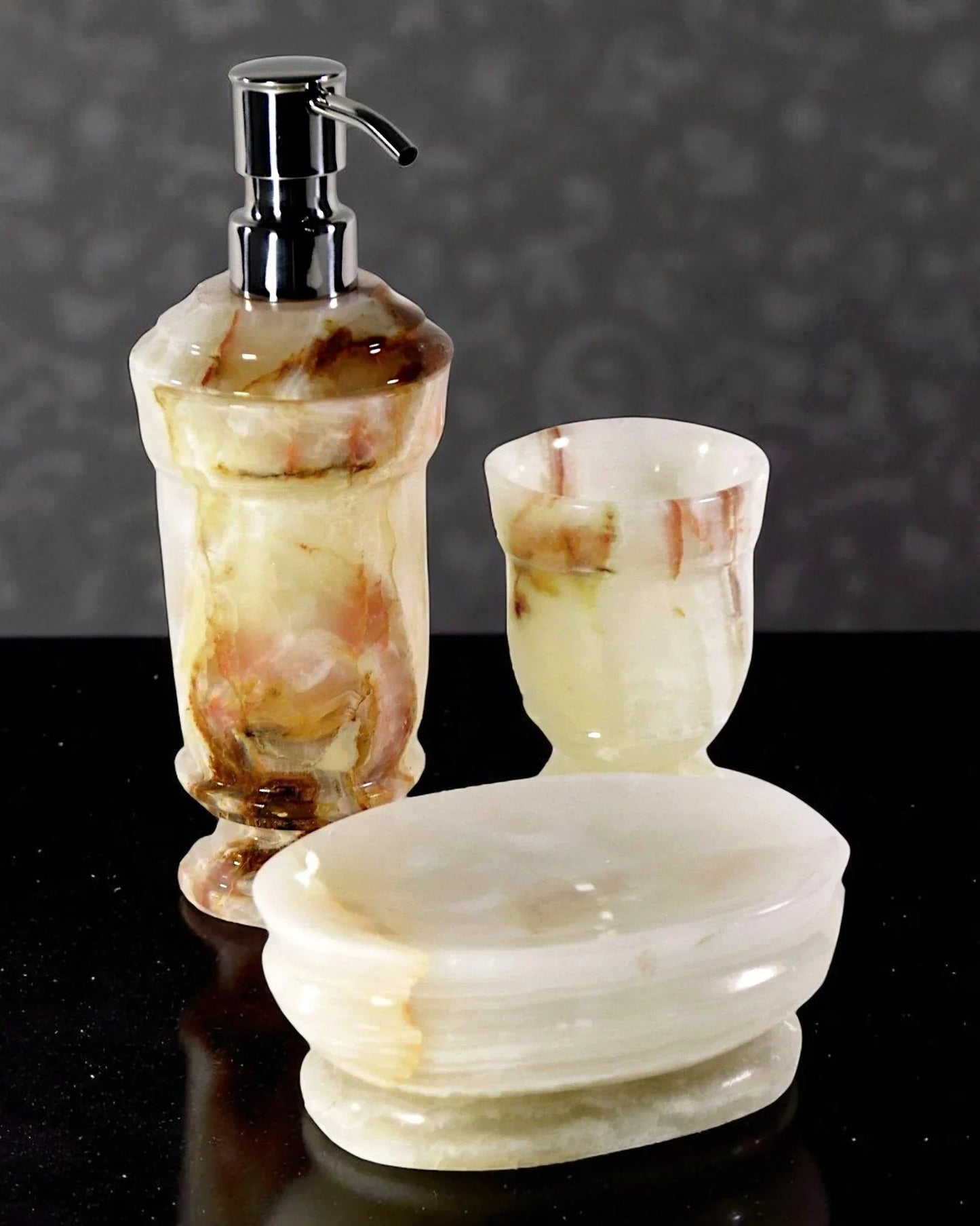 White Onyx 3-Piece Bathroom Accessory Set
