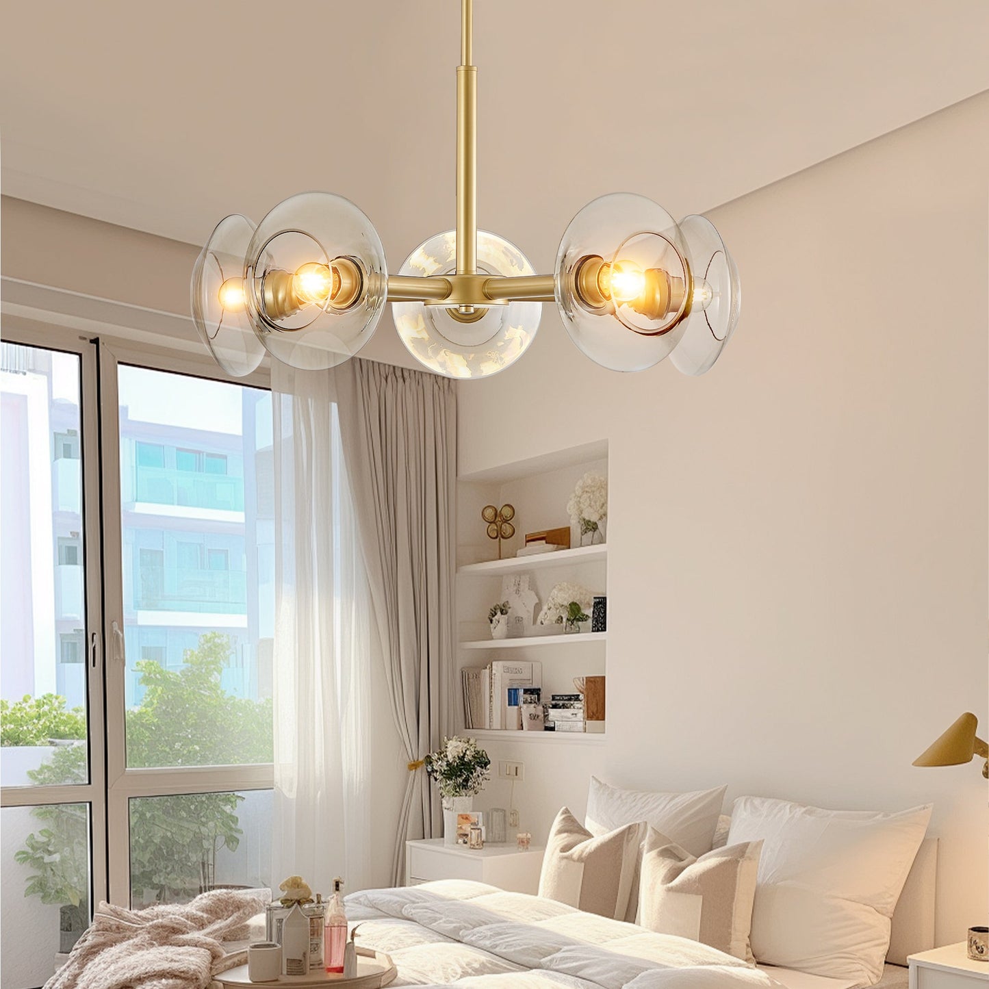 26" Modern Gold 5-Light Sputnik Chandelier