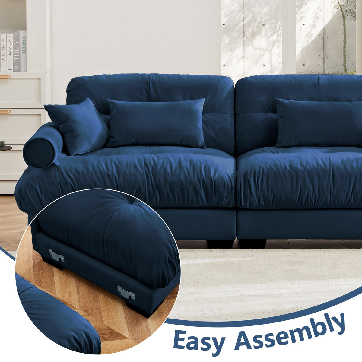 U Shape Modular Sectional Sofa Couch with Two Movable Ottomans