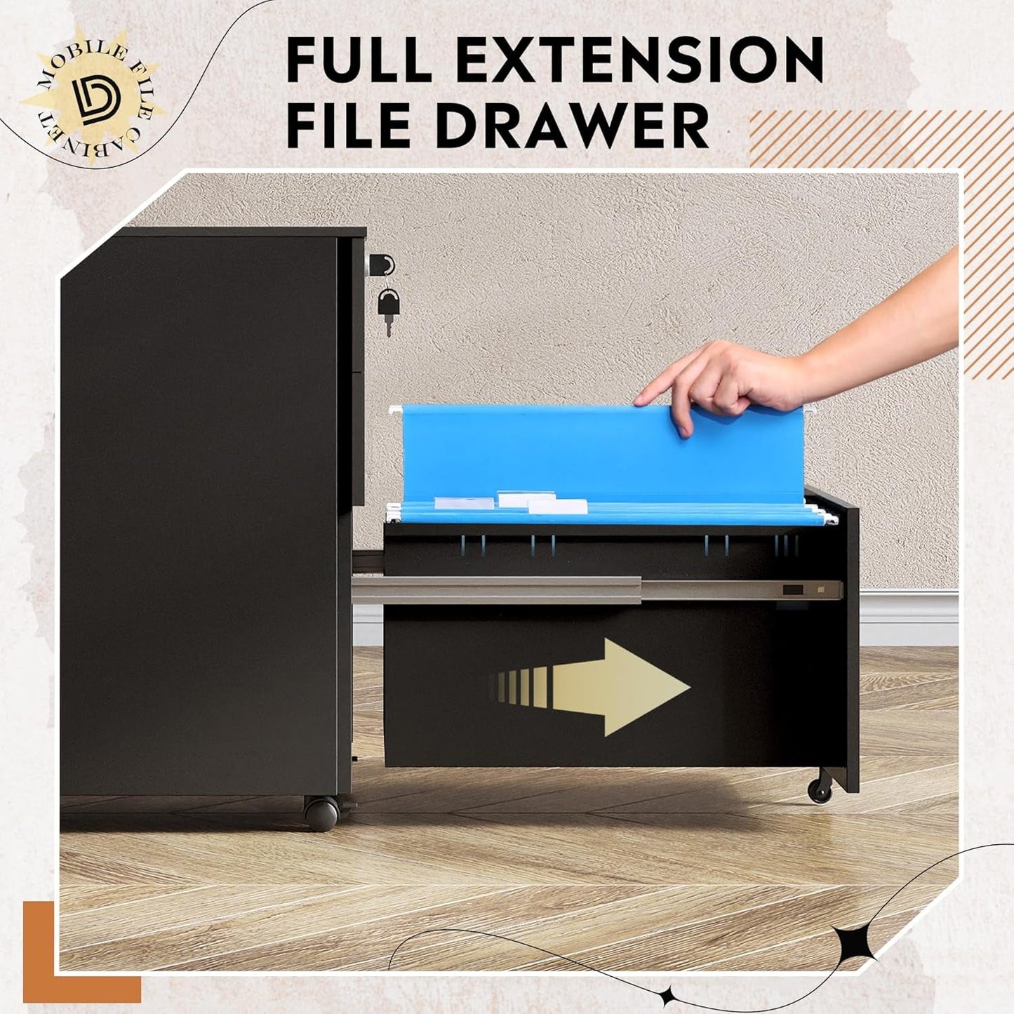 3 Drawer Locking Pedestal File Cabinet For Office Use Lockable Metal Filing Cabinet With Secure Drawers