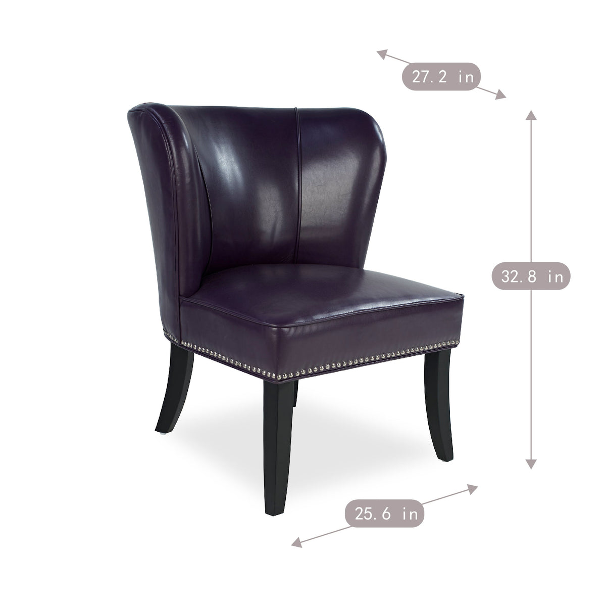 25.6" x 27.2" x 32.8" PU Leather Accent Chair in Purple
