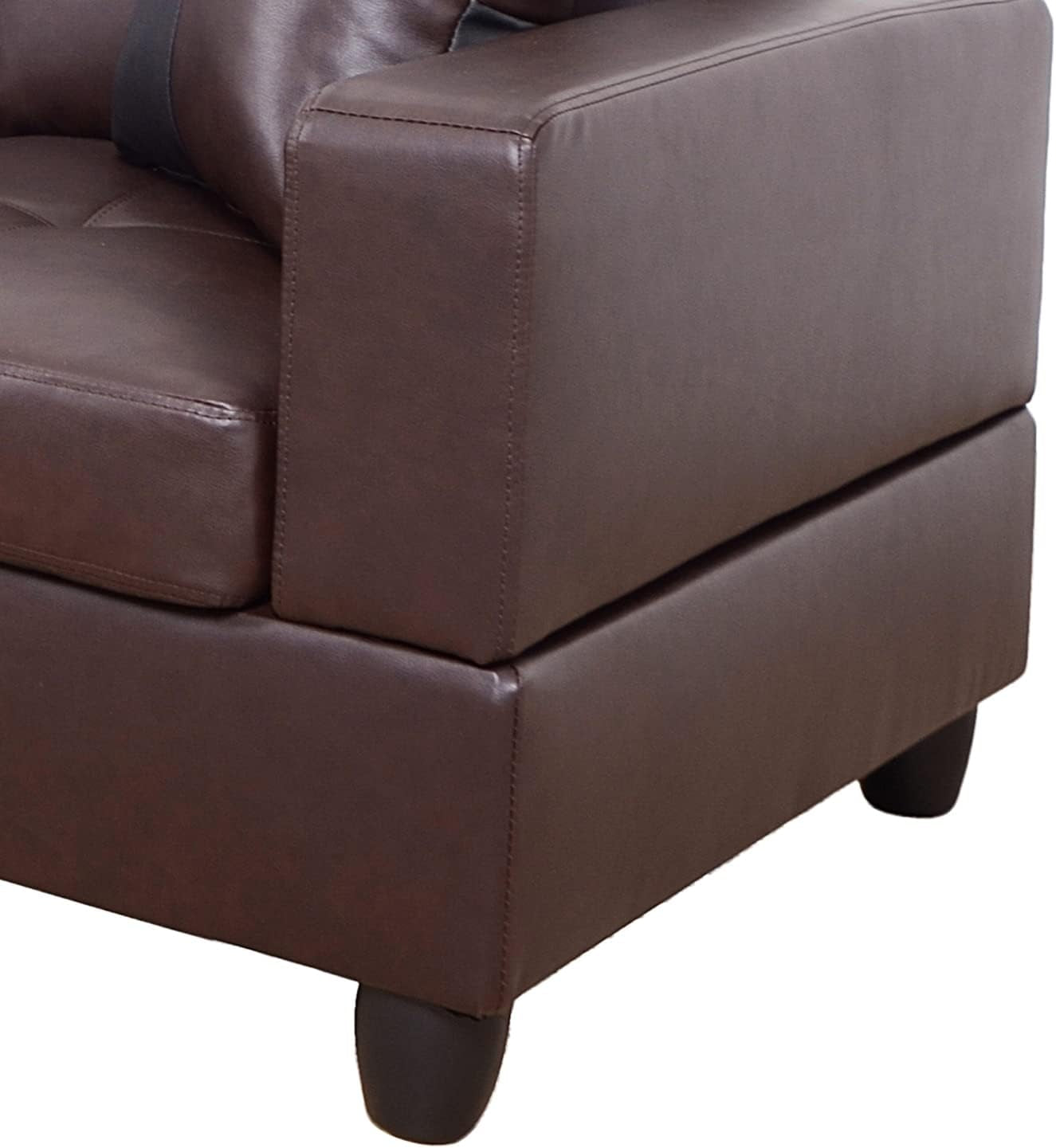 Brown Leather Sectional Sofa Set With Storage Ottoman And Left Facing Chaise