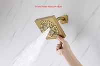 12" Brushed Gold Bluetooth Music, 64-Color LED Thermostatic Shower Faucet