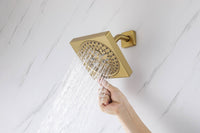 12" Brushed Gold Bluetooth Music, 64-Color LED Thermostatic Shower Faucet