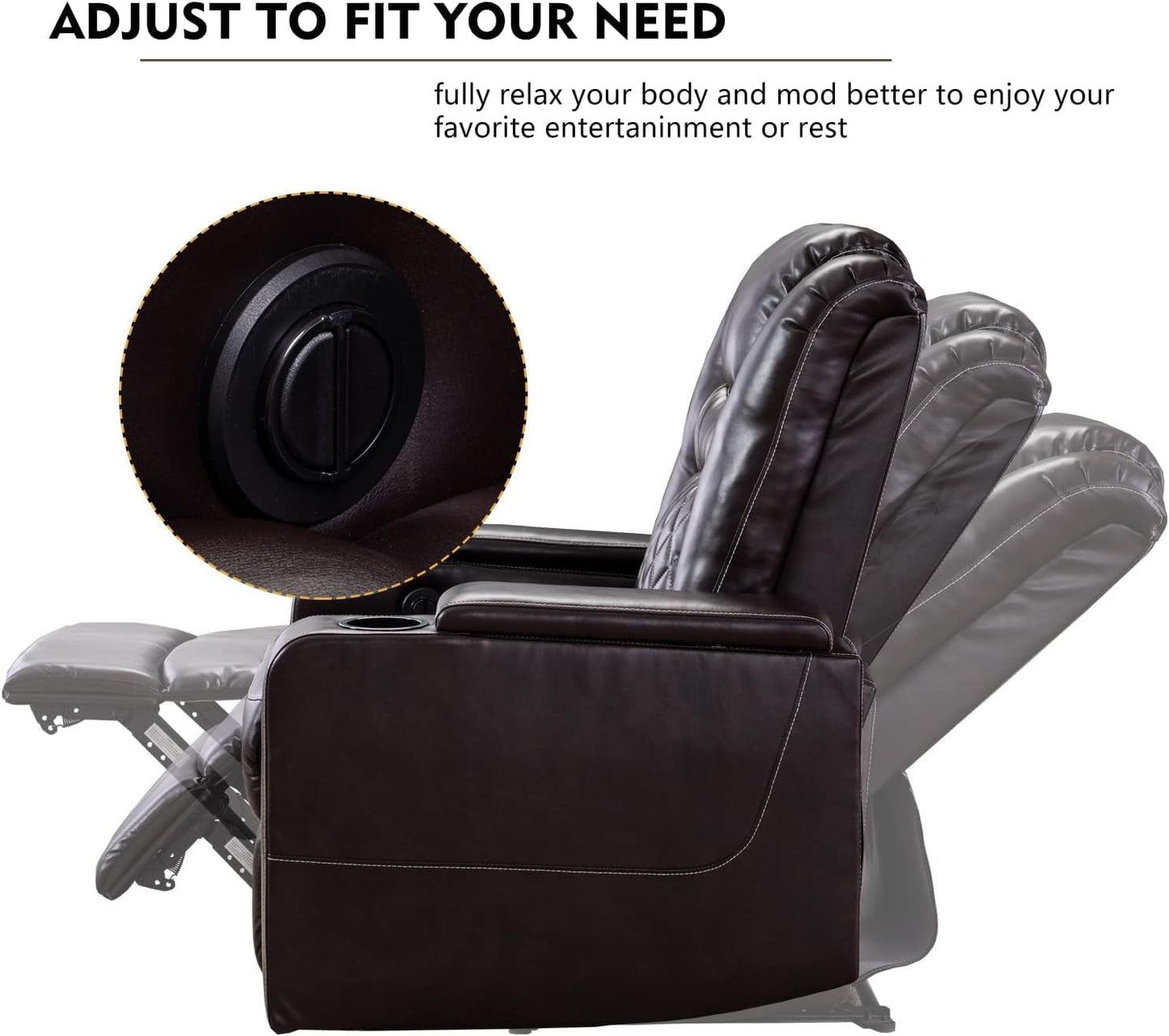 Power Recliner Chair With USB Ports And Cup Holders Brown