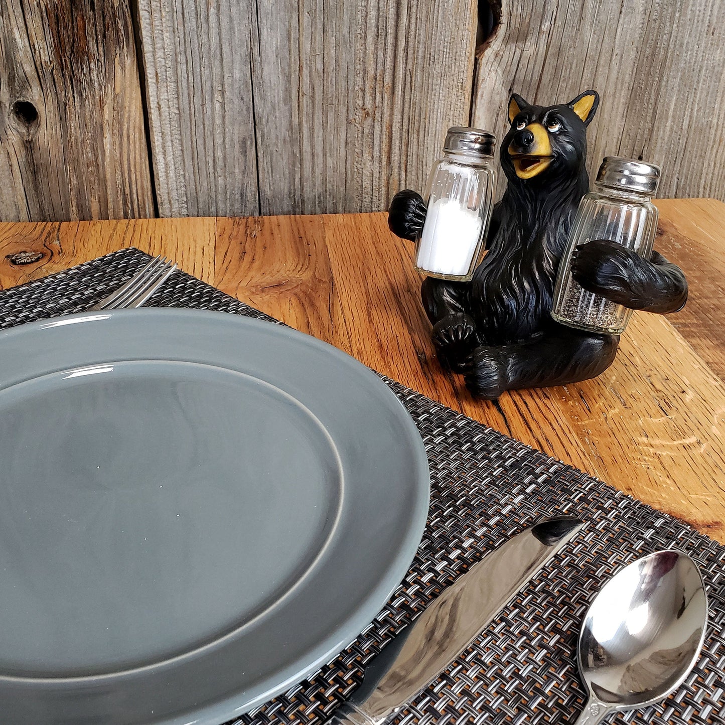 Salt and Pepper Shakers-Bear Glass