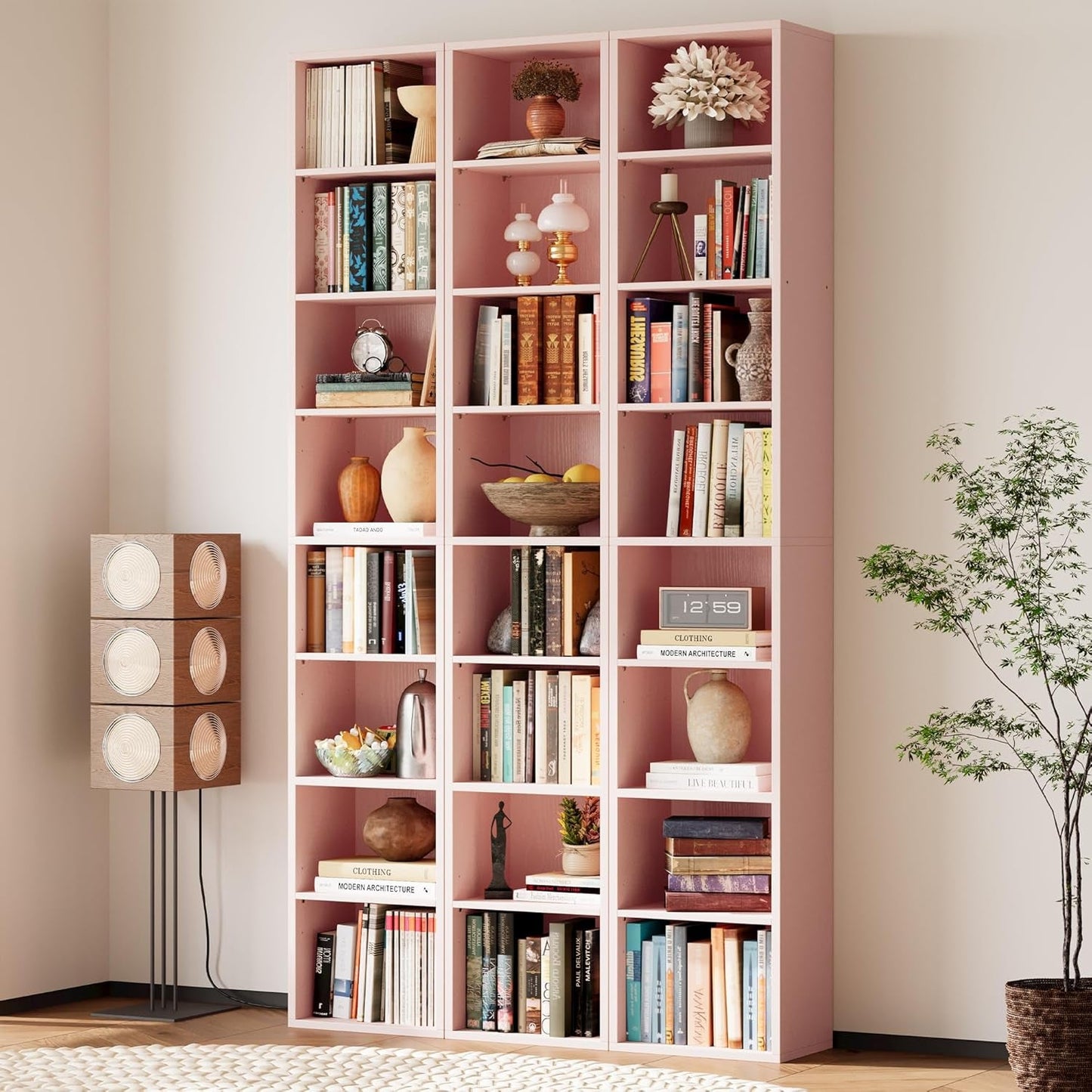 Tall Narrow Eight Tier Corner Bookcase For Home Office