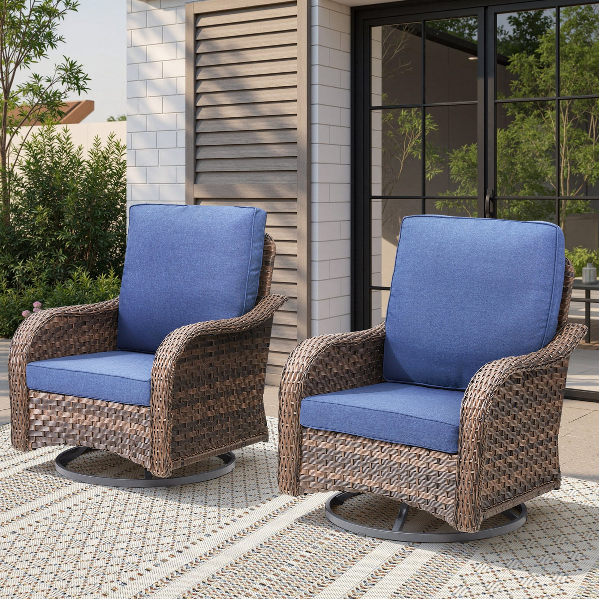 Patio Wicker Rocking Swivel Glider Chairs Set of 2