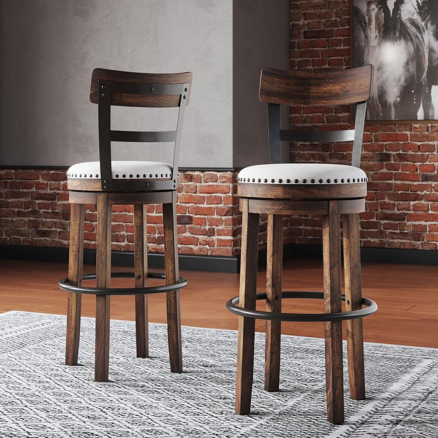 Valebeck 30 Inch Farmhouse Pub Height Bar Stool Brown