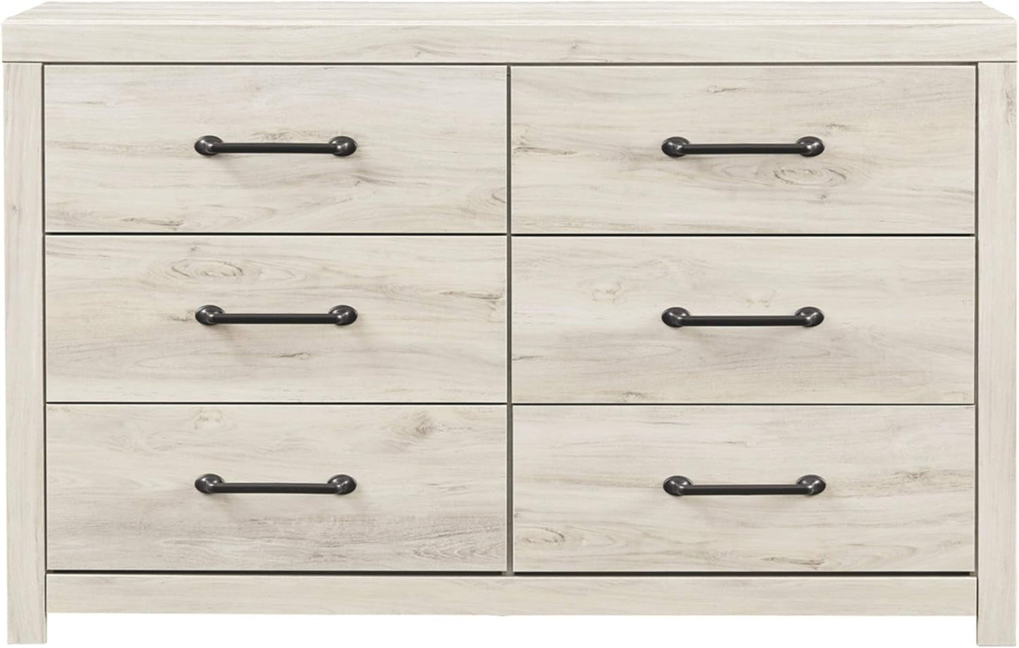 Cambeck Farmhouse Industrial 6 Drawer Dresser Whitewash
