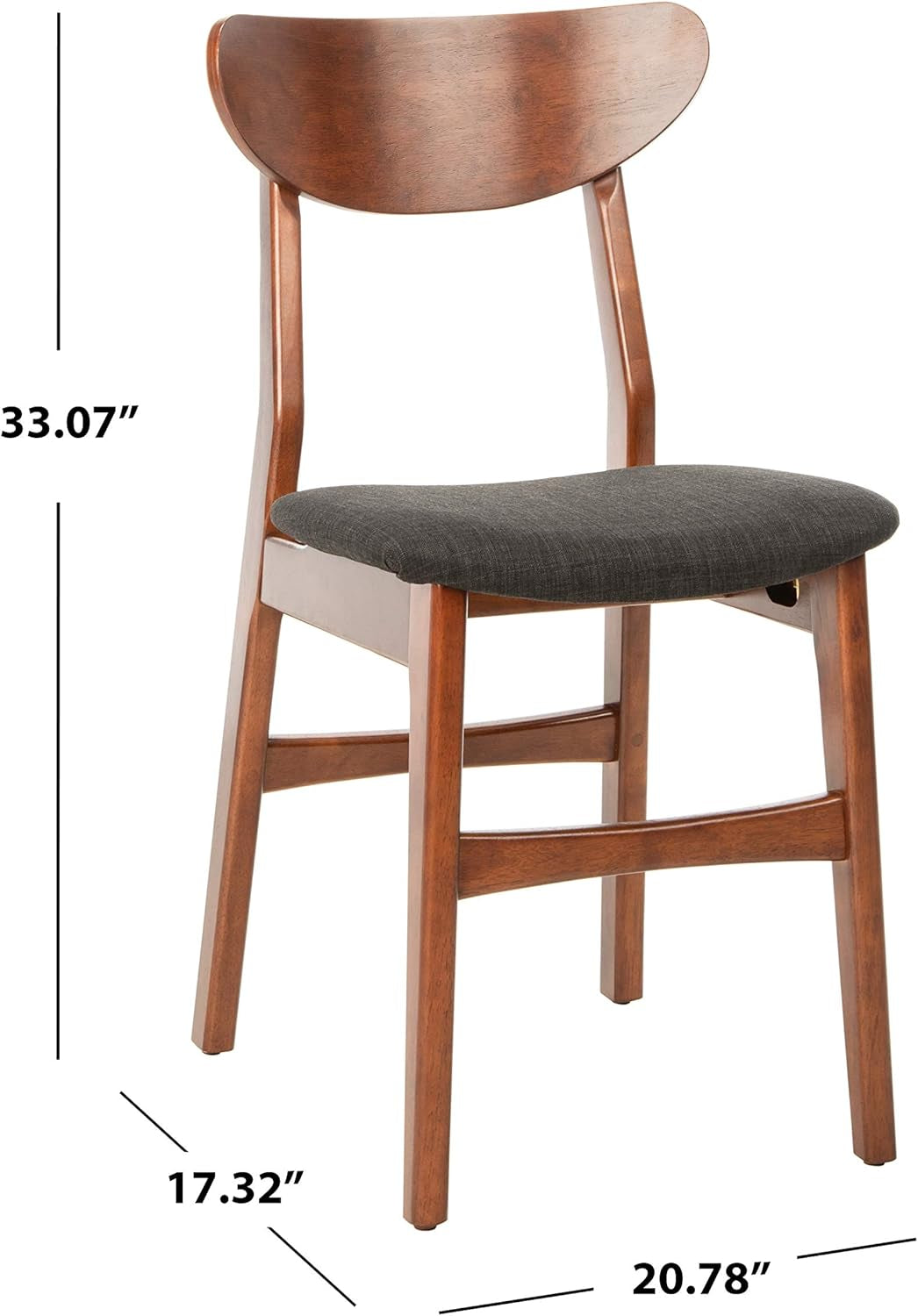 Walnut Finish Dining Chairs With Black Cushions Set Of 2