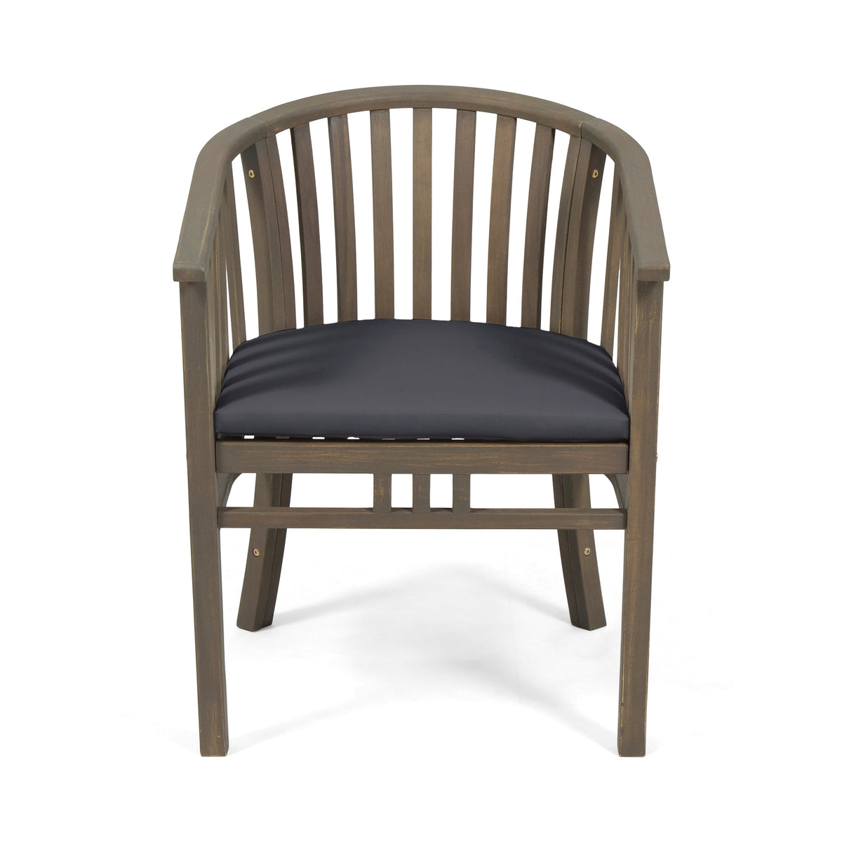 Outdoor Wooden Dining Chairs With Cushions, Set of 2, Dark