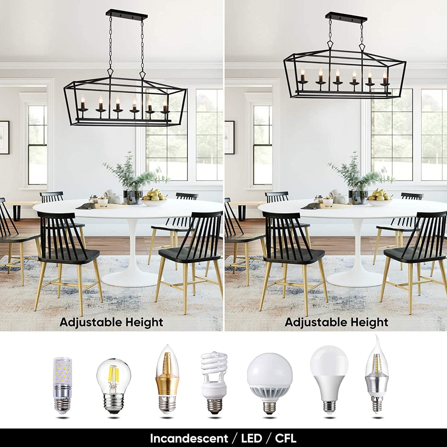 6-Light Black Linear Candle Chandelier