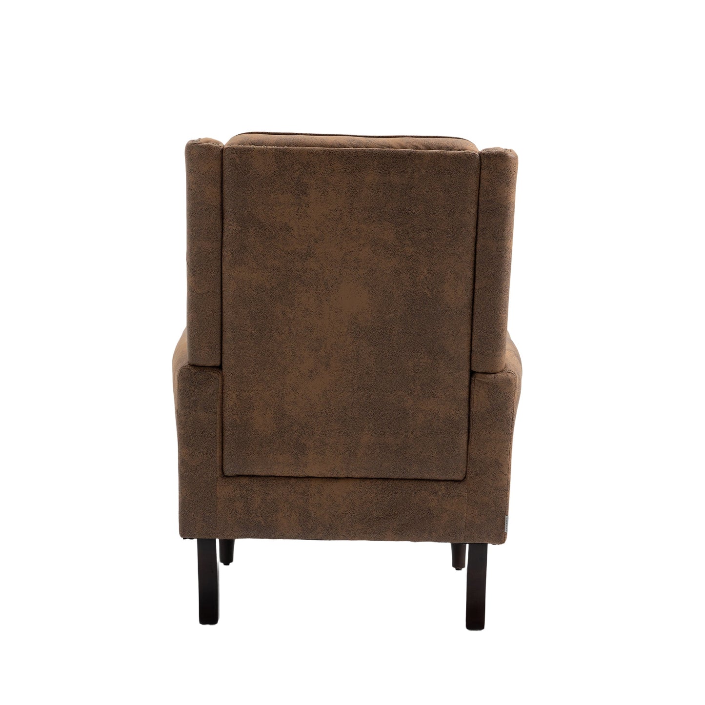 Modern Coffee Wood Frame Armchair with Microsuede Upholstery