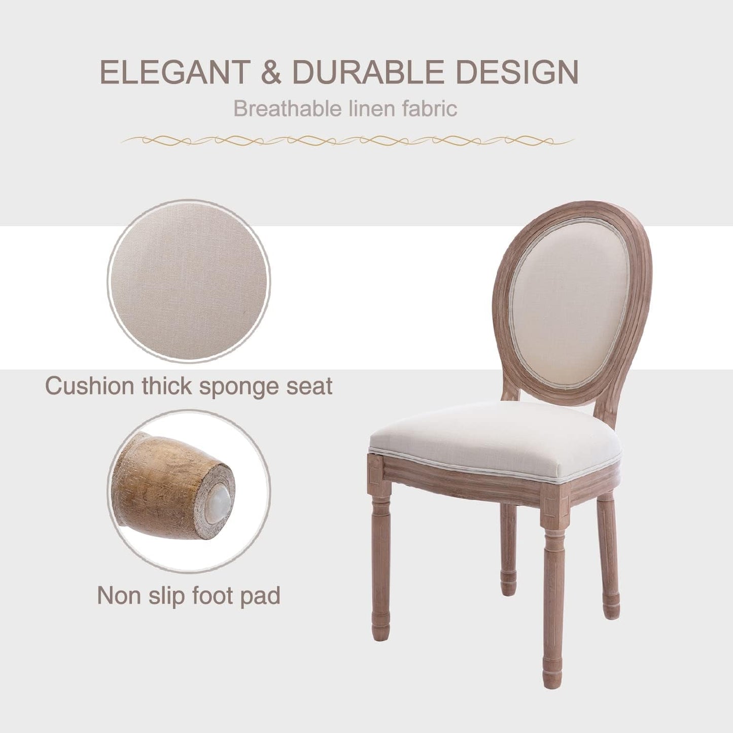 French Country Dining Chairs Set Of 4 With Carved Solid Wood Frames