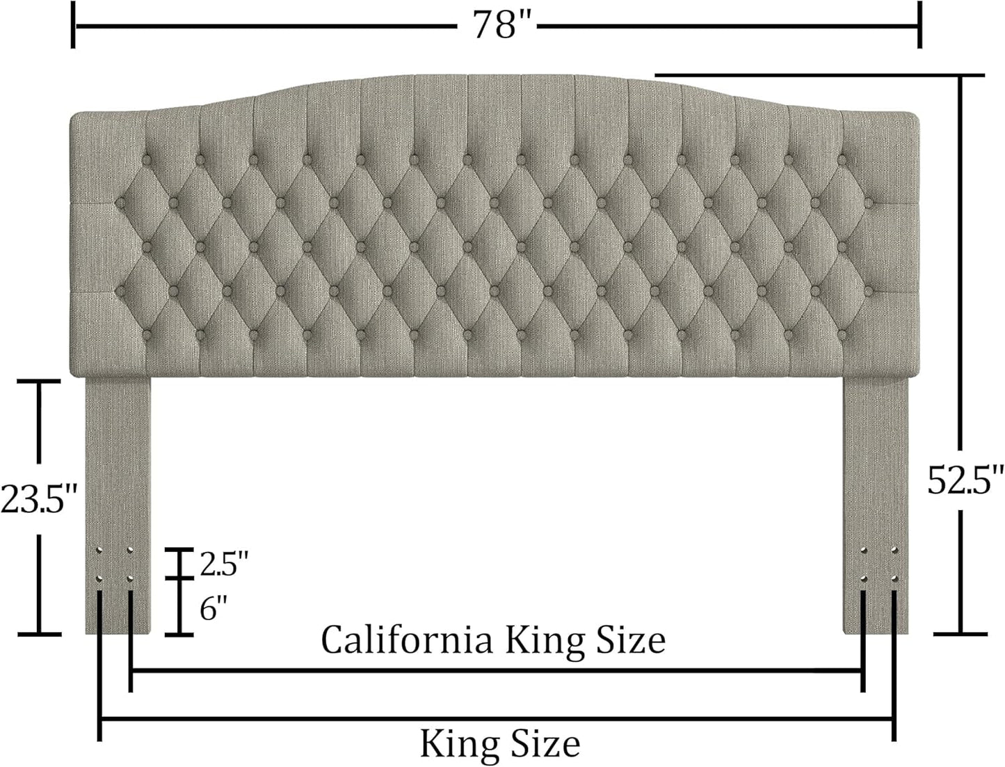 Upholstered King Headboard with Tufted Design and Legs