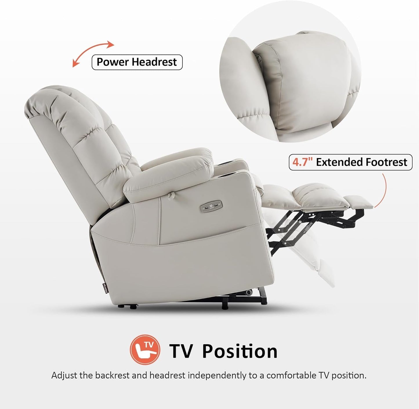 Large Dual Motor Power Lift Recliner With Massage And Heat