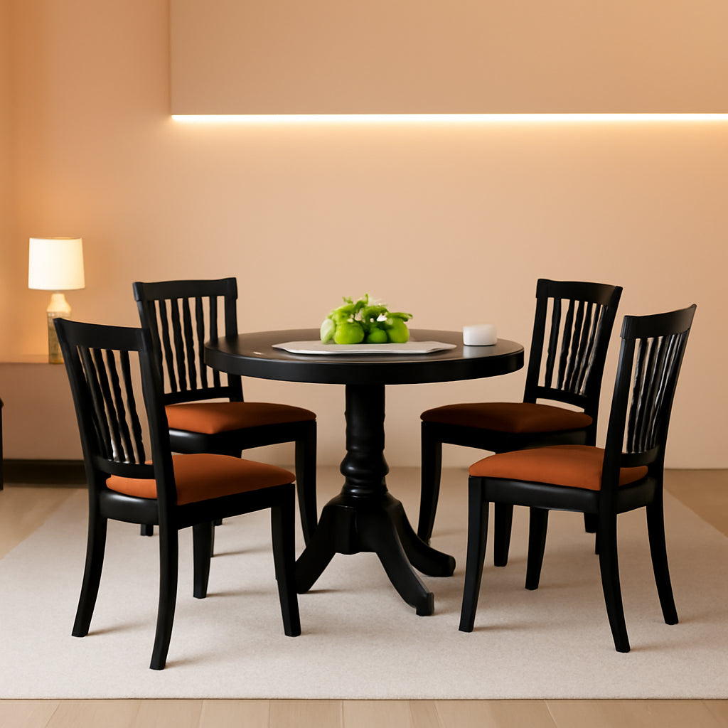 5 Piece Drop Leaf Dining Table Set Black Faux Leather