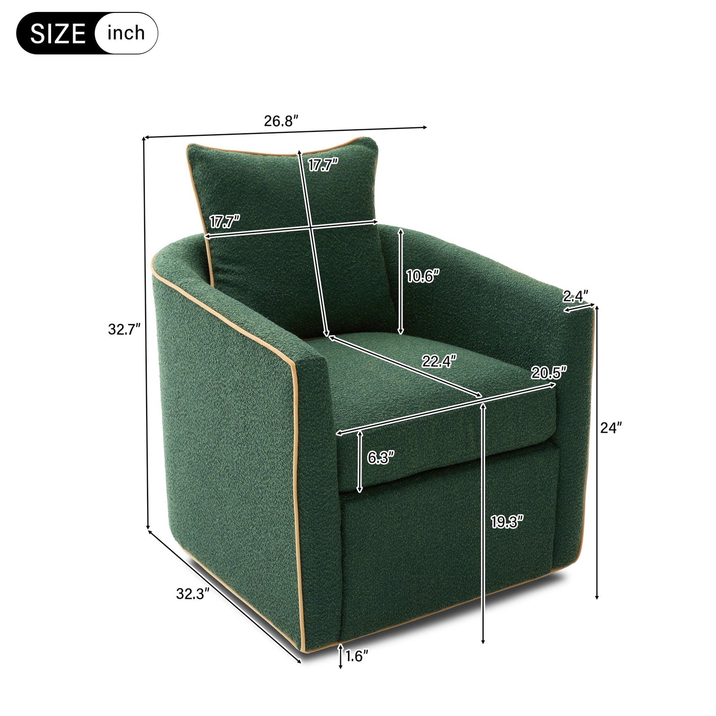 Swivel Accent Chair with Rotating Base for Living Room