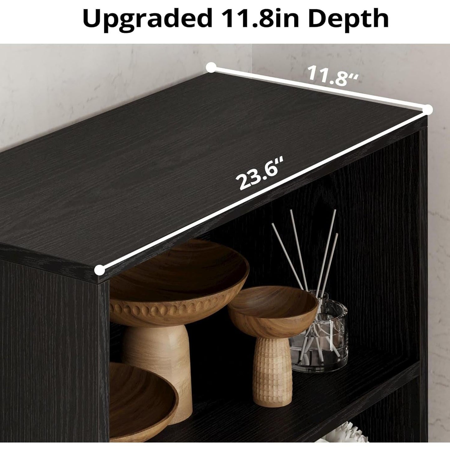 Industrial Bookshelf With Doors 11.8 Inch Depth 5 Shelves