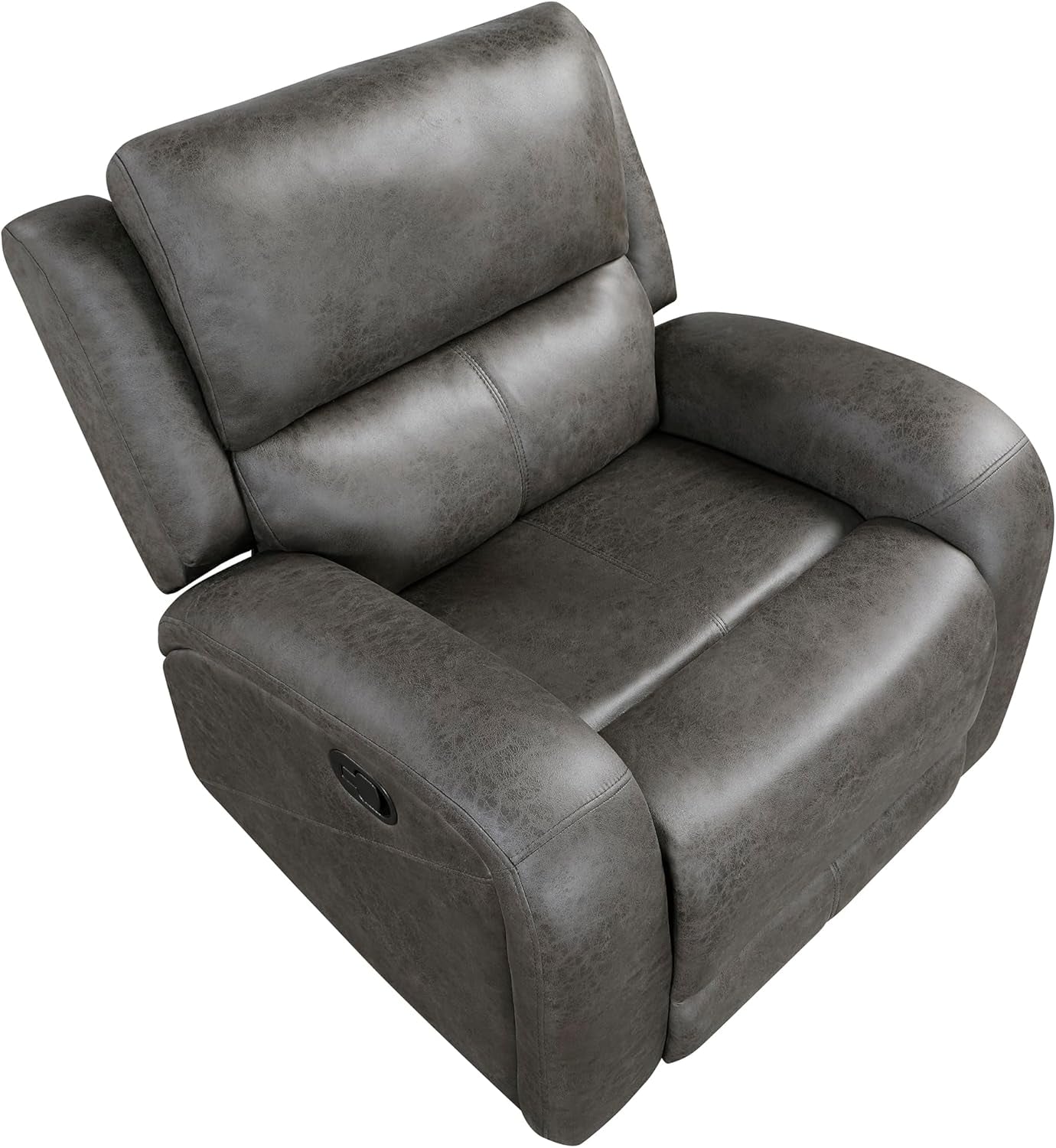 Grey Rocker Recliner Chair With Manual Recline Living Room