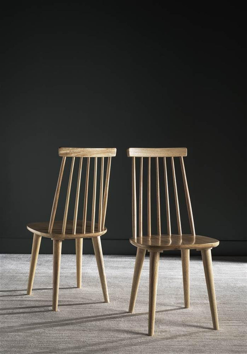 Wood Farmhouse Spindle Dining Chair Natural Finish Set Of 2