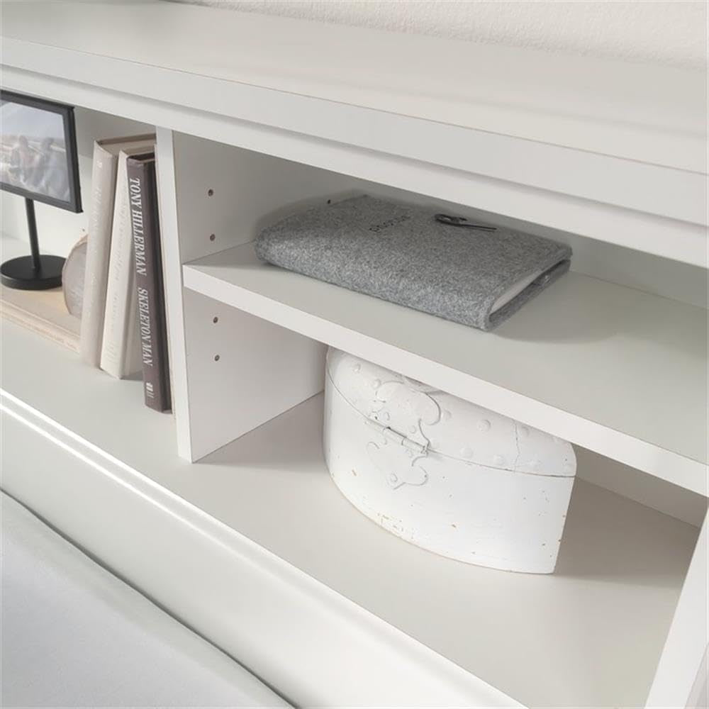 Transitional Engineered Wood Headboard with Adjustable Shelves