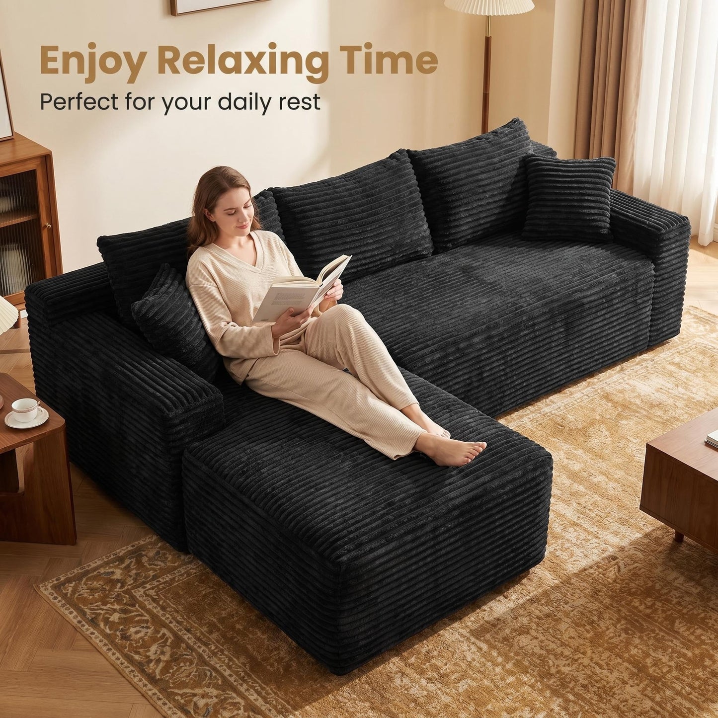94.5" Cloud Modular Sectional Sofa with L-Shape Chaise