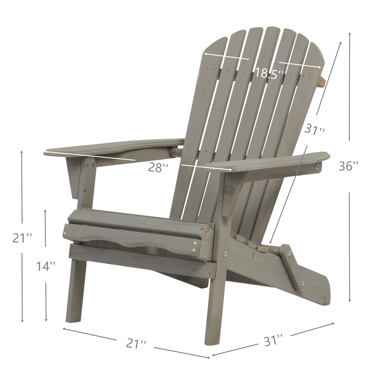 Outdoor Wooden Folding Adirondack Chair Set of 2