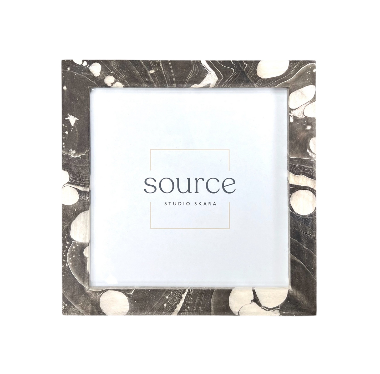 Neue Hand Marbled Wood Picture Frame - Black & White (8x8)
