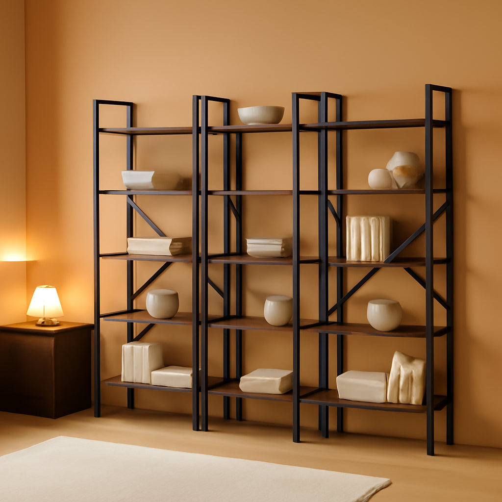 Rustic Brown Four Tier Bookshelf For Home Office Storage