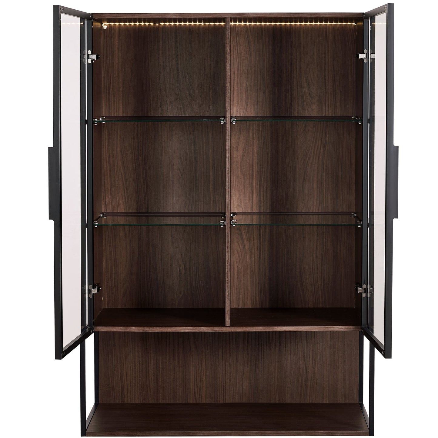 Modern Minimalist 51.2'' Tall Lighted Display Cabinet with Tempered Glass