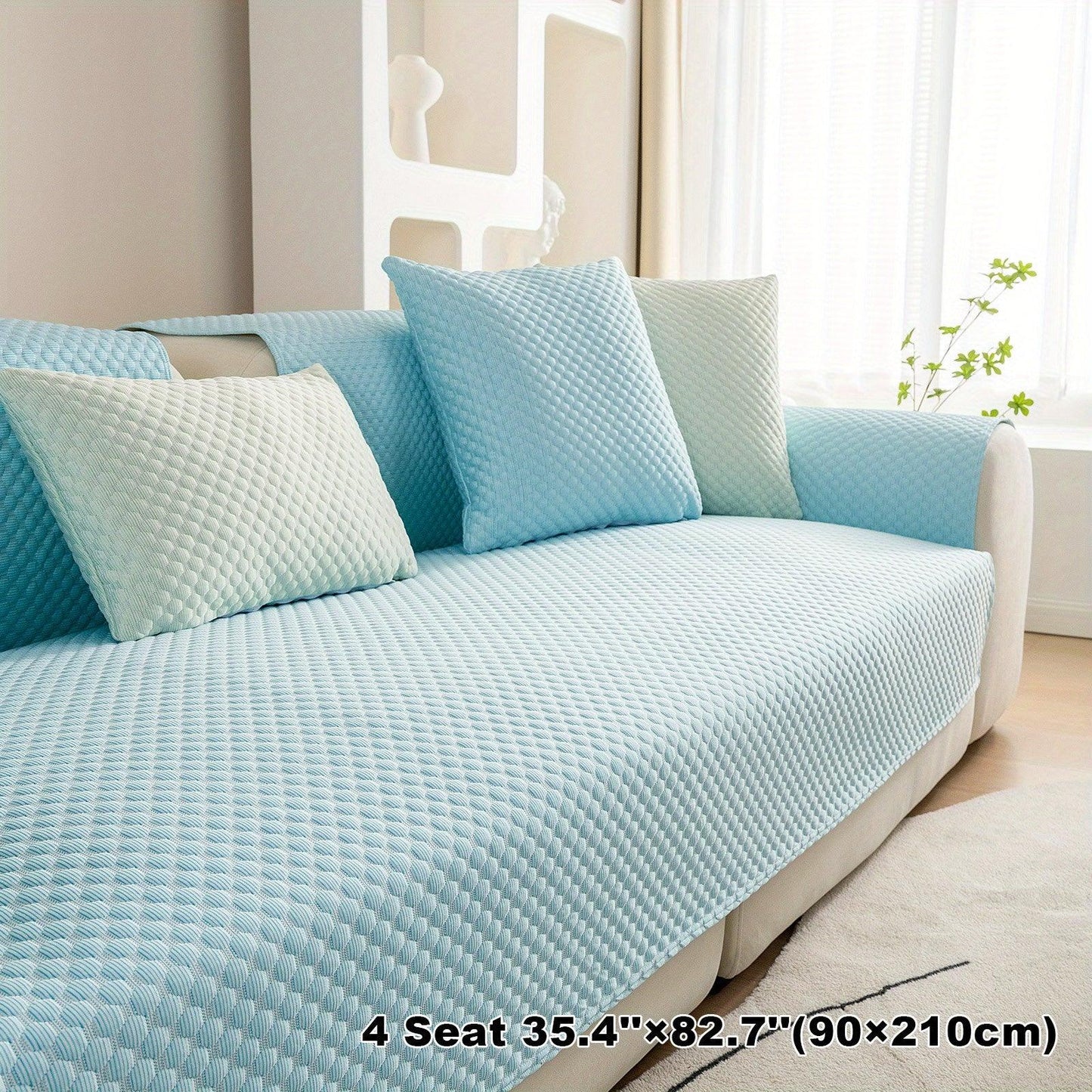 Breathable Ice Silk Light Gray Couch Cover - Cooling & Anti-Scratch